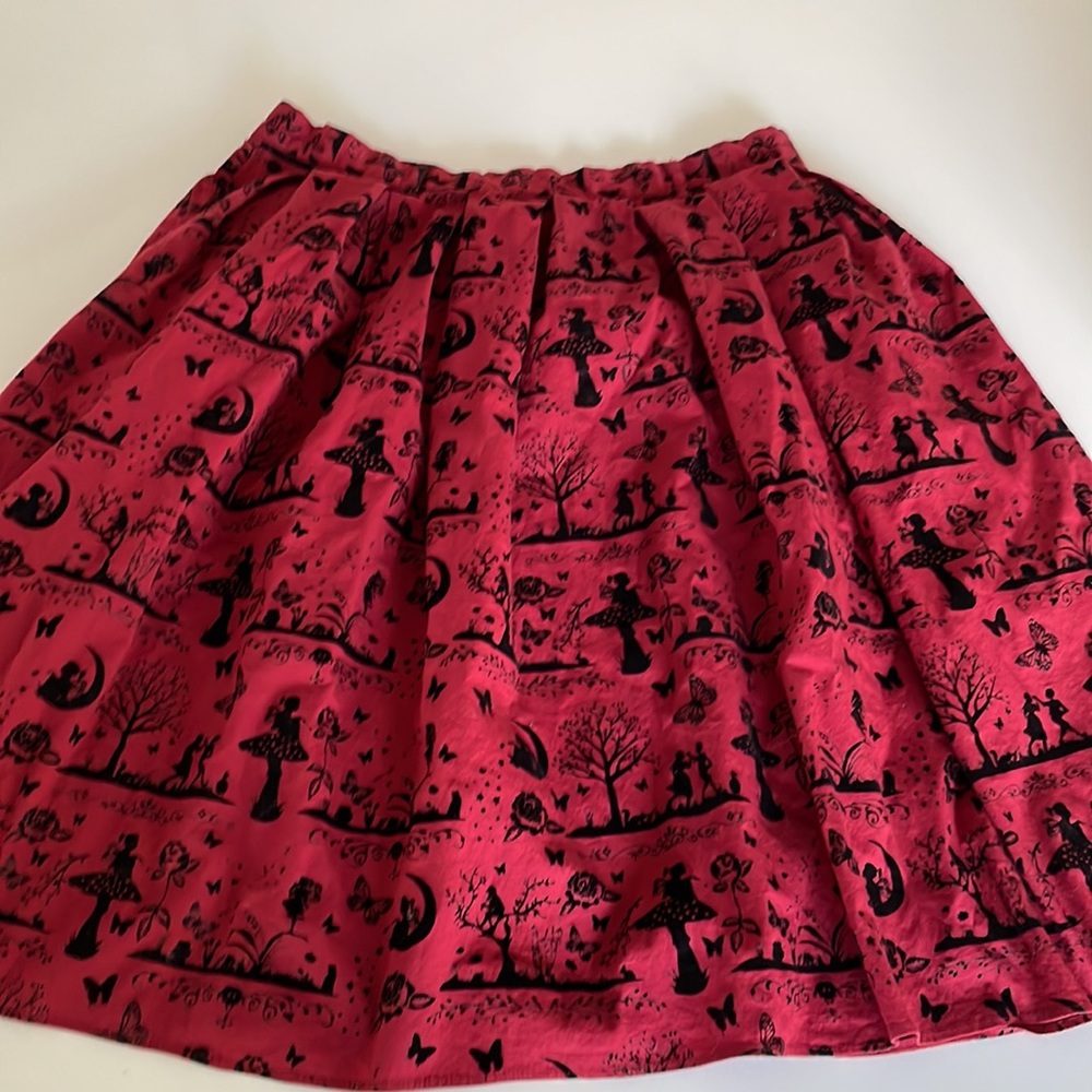2XL Hell Bunny Alice in Wonderland Skirt Red/Black with belt loop